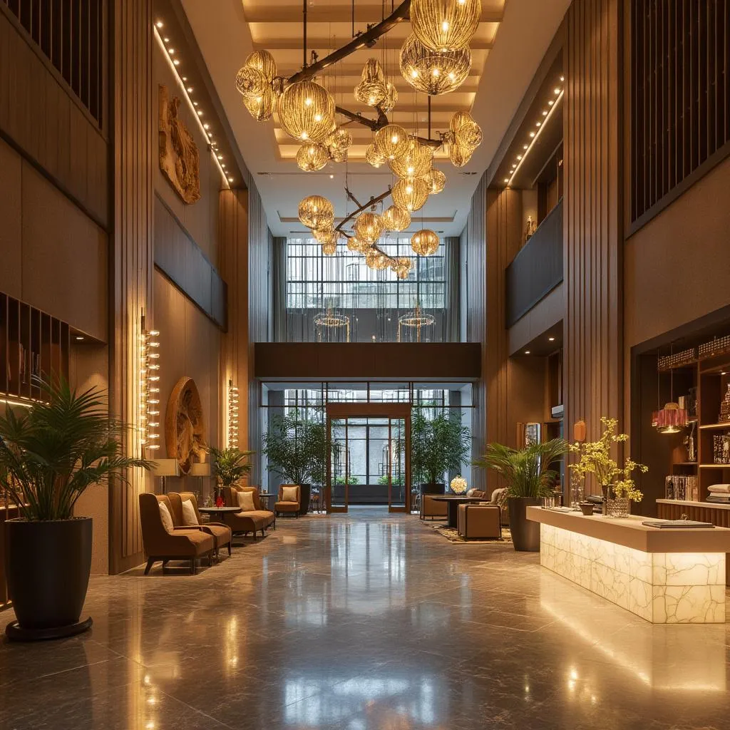 Şık butik otel lobisi
